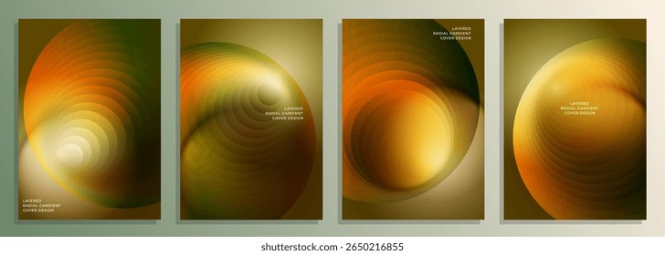 abstract morning coffe color layered circle radial gradient cover design set, for cover, poster, magazine, catalog, book, album, flyer, ppt, etc.
a4 size EPS 10 vector design set.