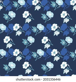 Abstract Morning Glory Flower Vector Silhouette Art Seamless Pattern can be use for background and apparel design