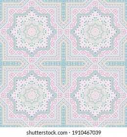Abstract moroccan zellige tile seamless rapport. Geometric texture vector elements. Linens print design. Classic moroccan zellige tilework recurrent pattern. Interior decoration print.
