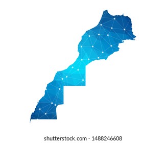 Abstract Morocco Western Sahara Map geometric rumpled triangular low poly style gradient graphic on white background , line dots polygonal design for your . Vector illustration eps 10