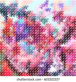 Abstract Mosaic of all shades of pink, blue and violet.