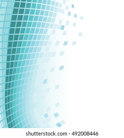 abstract mosaic aqua background with flying particles. vector illustration
