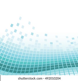 abstract mosaic aqua background with flying particles. vector illustration