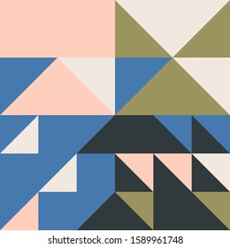 Abstract mosaic artwork design with simple shapes and figures. Geometrical pattern graphics with basic form and elements. Perfect for web banner, business presentation, branding package, fabric print.