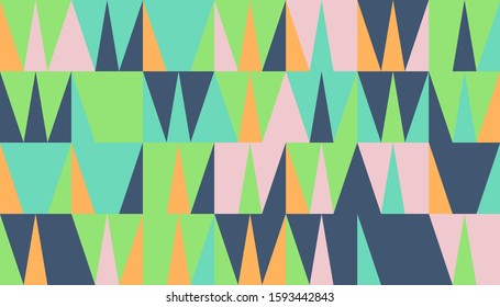 Abstract mosaic artwork design with simple shapes and figures. Geometrical pattern graphics with basic form and elements. Perfect for web banner, business presentation, branding package, fabric print.