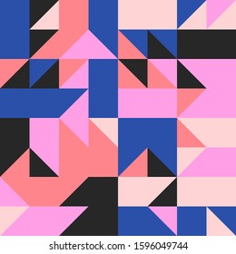 Abstract mosaic artwork design with simple shapes and figures. Geometrical pattern graphics with basic form and elements. Perfect for web banner, business presentation, branding package, fabric print.