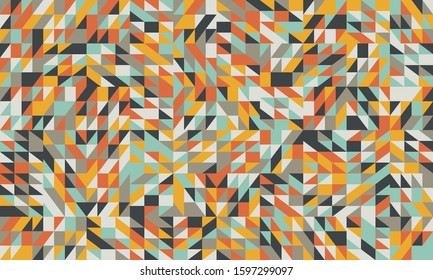 Abstract mosaic artwork design with simple shapes and figures. Geometrical pattern graphics with basic form and elements. Perfect for web banner, business presentation, branding package, fabric print.