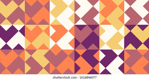 Abstract mosaic artwork design with simple shapes and figures. Geometrical pattern graphics with basic form and elements. Perfect for web banner, business presentation, branding package, fabric print.