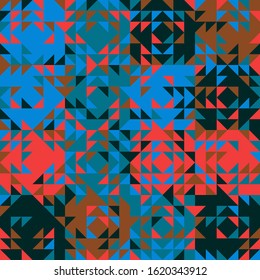 Abstract mosaic artwork design with simple shapes and figures. Geometrical pattern graphics with basic form and elements. Perfect for web banner, business presentation, branding package, fabric print.