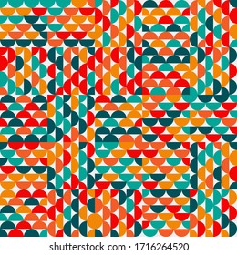 Abstract mosaic artwork design with simple shapes and figures. Geometrical pattern graphics with basic form and elements. Perfect for web banner, business presentation, branding package, fabric print.