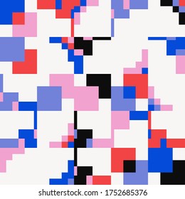 Abstract mosaic artwork design with simple shapes and figures. Geometrical pattern graphics with basic form and elements. Perfect for web banner, business presentation, branding package, fabric print.