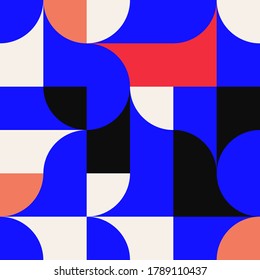 Abstract mosaic artwork design with simple shapes and figures. Geometrical pattern graphics with basic form and elements. Perfect for web banner, business presentation, branding package, fabric print.