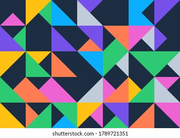 Abstract mosaic artwork design with simple shapes and figures. Geometrical pattern graphics with basic form and elements. Perfect for web banner, business presentation, branding package, fabric print.