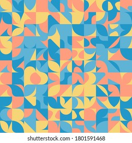 Abstract mosaic artwork design with simple shapes and figures. Geometrical pattern graphics with basic form and elements. Perfect for web banner, business presentation, branding package,