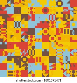 Abstraktes Mosaikdesign mit einfachen Formen und Figuren. Geometrische Mustergrafiken mit Basisform und Elementen. Perfekt für Web-Banner, Business-Präsentation, Branding-Paket,