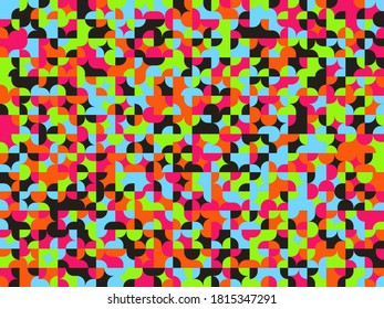 Abstract mosaic artwork design with simple shapes and figures. Geometrical pattern graphics with basic form and elements. Perfect for web banner, business presentation, branding package, fabric print.