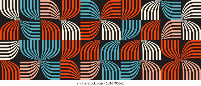 Abstract mosaic artwork design with simple shapes and figures. Geometrical pattern graphics with basic form and elements. Perfect for web banner, business presentation, branding package, fabric print.