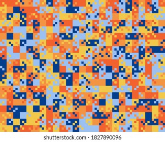 Abstract mosaic artwork design with simple shapes and figures. Geometrical pattern graphics with basic form and elements. Perfect for web banner, business presentation, branding package, fabric print.
