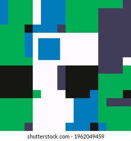 Abstract mosaic artwork design with simple shapes and figures. Geometrical pattern graphics with basic form and elements. Perfect for web banner, business presentation, branding package, fabric print.