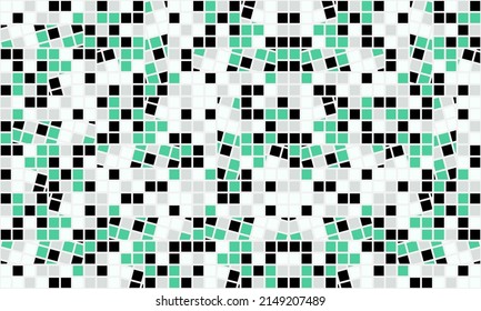 Abstract Mosaic Artwork Design With Simple Shapes And Figures. Geometrical Pattern Graphics With Basic Form And Elements. Perfect For Web Banner, Business Presentation, Branding Package, Fabric Print.