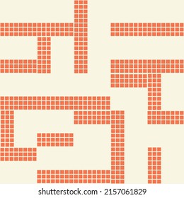 Abstract Mosaic Artwork Design With Simple Shapes And Figures. Geometrical Pattern Graphics With Basic Form And Elements. Perfect For Web Banner, Business Presentation, Branding Package, Fabric Print.