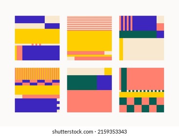 Abstract Mosaic Artwork Design With Simple Shapes And Figures. Geometrical Pattern Graphics With Basic Form And Elements. Perfect For Web Banner, Business Presentation, Branding Package, Fabric Print.