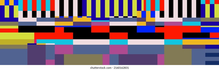 Abstract Mosaic Artwork Design With Simple Shapes And Figures. Geometrical Pattern Graphics With Basic Form And Elements. Perfect For Web Banner, Business Presentation, Branding Package, Fabric Print.