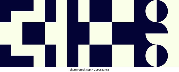 Abstract Mosaic Artwork Design With Simple Shapes And Figures. Geometrical Pattern Graphics With Basic Form And Elements. Perfect For Web Banner, Business Presentation, Branding Package, Fabric Print.