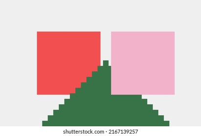 Resumen De Diseño De Material Artístico Mosaico Con Formas Y Figuras Simples. Gráficos De Patrones Geométricos Con Forma Básica Y Elementos. Perfecto Para Banner Web, Presentación Empresarial, Paquete De Marcas, Impresión De Tela.