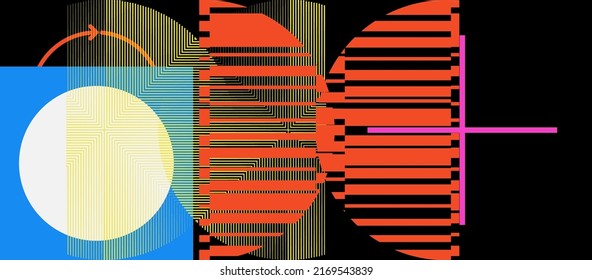 Resumen De Diseño De Material Artístico Mosaico Con Formas Y Figuras Simples. Gráficos De Patrones Geométricos Con Forma Básica Y Elementos. Perfecto Para Banner Web, Presentación Empresarial, Paquete De Marcas, Impresión De Tela.