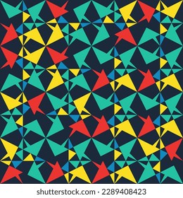 Abstract Mosaic Artwork Design With Simple Shapes And Figures. Geometrical Pattern Graphics With Basic Form And Elements. Perfect For Web Banner, Business Presentation, Branding Package, Fabric Print.