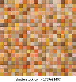Abstract  mosaic background in beige colors. Vector illustration. Beige ceramic tiles with glitters. Seamless pattern with geometric design. Follow other mosaic patterns in my collections. 