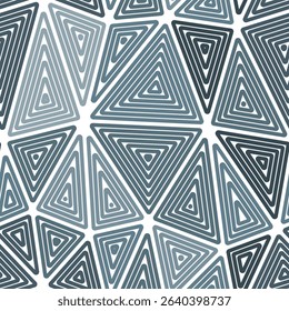 Abstract Mosaic Background. Big triangles size. Multiple repeated inner triangles. Mono tone style. Repeatable pattern. Elegant vector tiles. Seamless vector illustration.