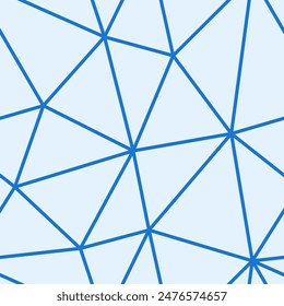 Abstract Mosaic Background. Blue color. Big triangles size. Light lines weight. Repeatable pattern. Seamless tileable vector illustration.