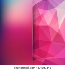 Abstract mosaic background.  Blur background.  Pink, purple, white colors. Triangle geometric background. Design elements. Vector illustration