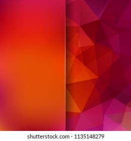 Abstract mosaic background. Blur background. Triangle geometric background. Design elements. Vector illustration. Red, orange colors.