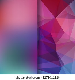 Abstract mosaic background. Blur background. Triangle geometric background. Design elements. Vector illustration. Pink, purple, red, blue, green colors.