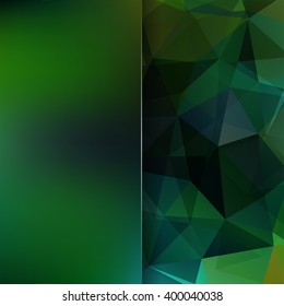 Abstract mosaic background.  Blur background.  Triangle geometric background. Design elements. Vector illustration. Green color. 