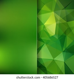 Abstract mosaic background.  Blur background.  Triangle geometric background. Design elements. Vector illustration. Green color. 