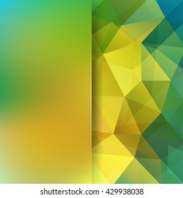 Abstract mosaic background.  Blur background.  Triangle geometric background. Design elements. Vector illustration. Yellow, green colors. 