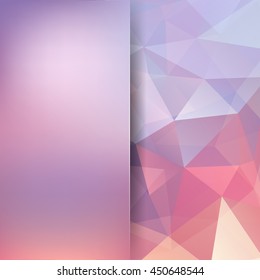 Abstract mosaic background.  Blur background.  Triangle geometric background. Design elements. Vector illustration. Pink, white colors. 
