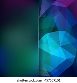 Abstract mosaic background.  Blur background.  Triangle geometric background. Design elements. Vector illustration. Green, blue colors