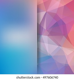 Abstract mosaic background.  Blur background.  Triangle geometric background. Design elements. Vector illustration. Pastel pink, blue colors