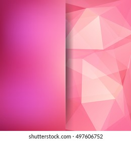 Abstract mosaic background.  Blur background.  Triangle geometric background. Design elements. Vector illustration. Pink color
