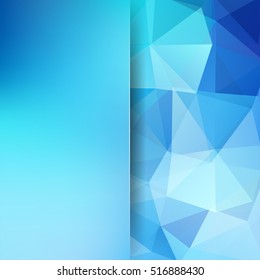 Abstrakter Mosaikhintergrund. unscharfer Hintergrund.  Dreieckiger geometrischer Hintergrund. Designelemente. Vektorillustration. Blau. 