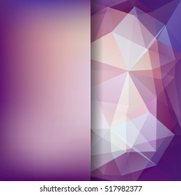Abstract mosaic background.  Blur background.  Triangle geometric background. Design elements. Vector illustration. Purple, beige, white colors