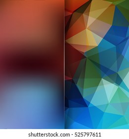 Abstract mosaic background.  Blur background.  Triangle geometric background. Design elements. Vector illustration. Brown, green, blue colors. 