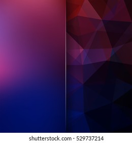 Abstract mosaic background.  Blur background.   Triangle geometric background. Design elements. Vector illustration. Pink, purple, blue colors