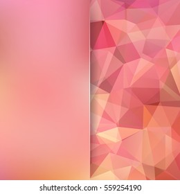 Abstract mosaic background.  Blur background.  Triangle geometric background. Design elements. Vector illustration. Red, pink, orange colors. 