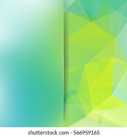 Abstract mosaic background.  Blur background.  Triangle geometric background. Design elements. Vector illustration. Blue, green, white colors